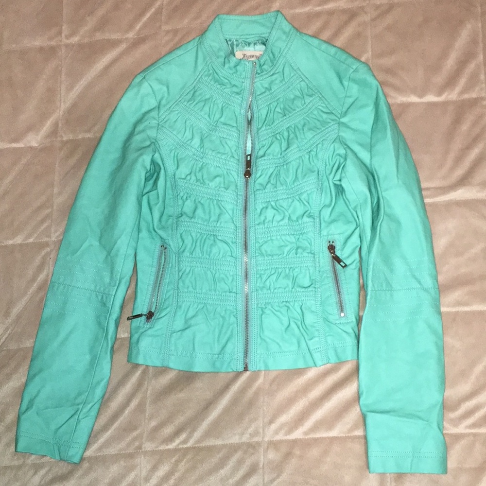 Coalition Apparel Green mint Leather jacket.
